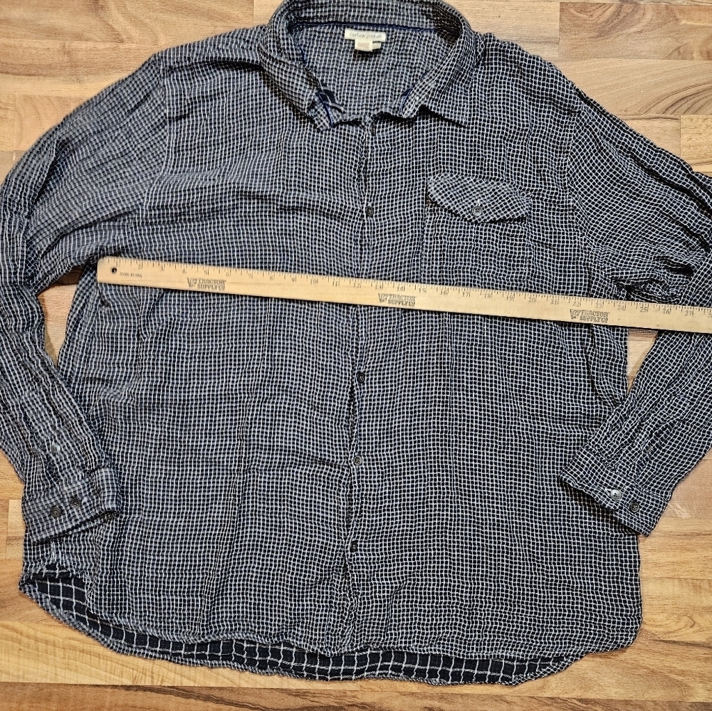 Carbon2Cobalt Men's XXL Blue White Textured Check Long Sleeve Shirt 100% Cotton - Picture 4 of 6